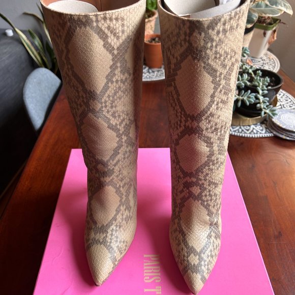 Paris Texas Leather Midi Calf Boot Faded Python Size 38.5 (7.5) US MSRP $775 - Picture 3 of 10